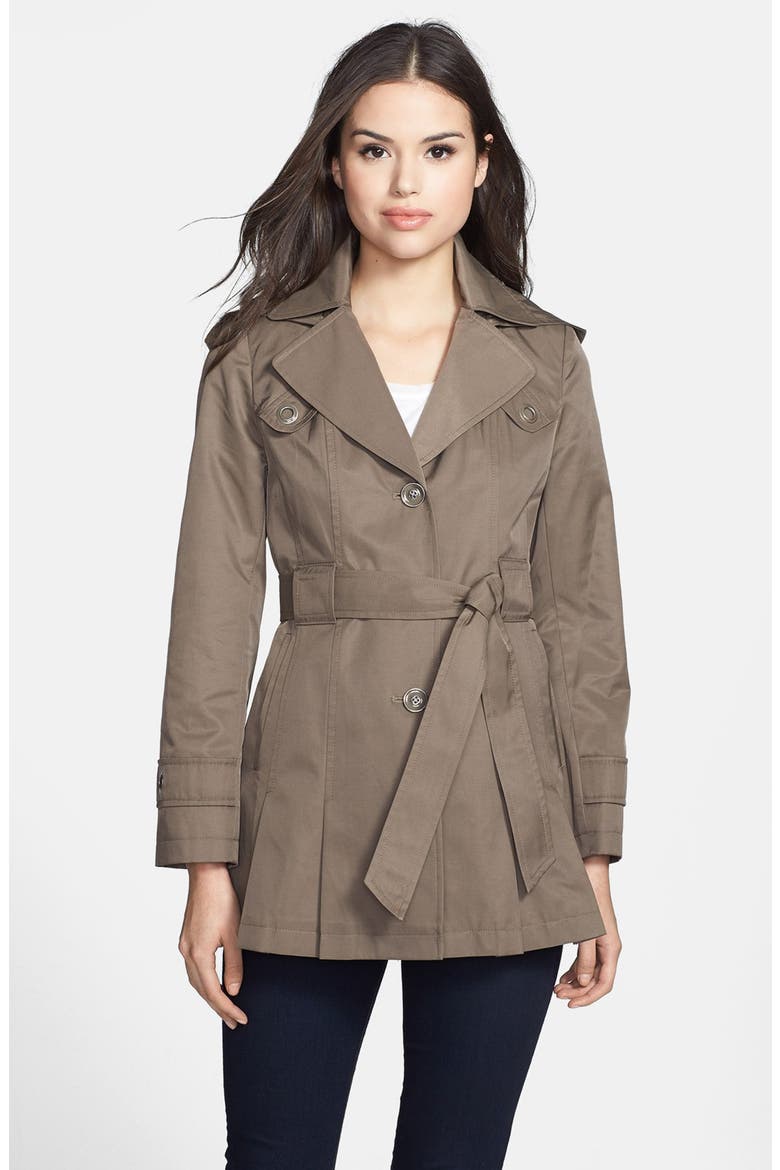 'Scarpa' Single Breasted Hooded Trench, Main, color, PEAT