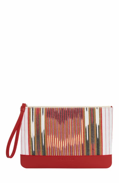 Puli Calfskin & Handloomed Fabric Clutch