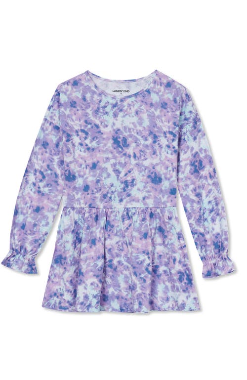 Lands' End Kids'  Girls Plus Long Sleeve Ruffle Tunic Top In Blue