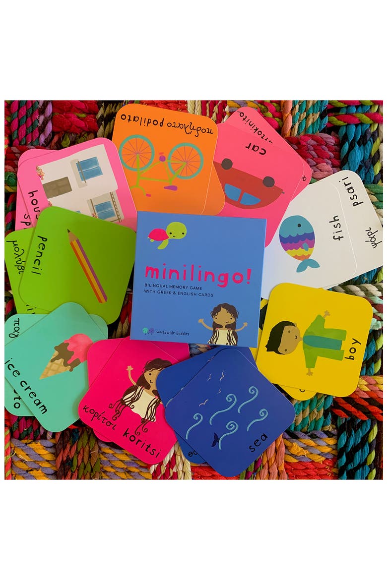 Minilingo Greek/English Bilingual Memory Card Game, Alternate, color, BLUE