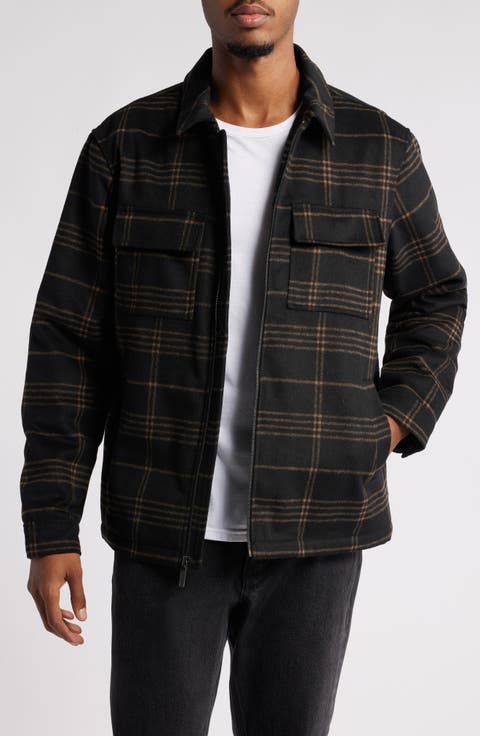 Plaid Flannel Zip-Up Shirt Jacket