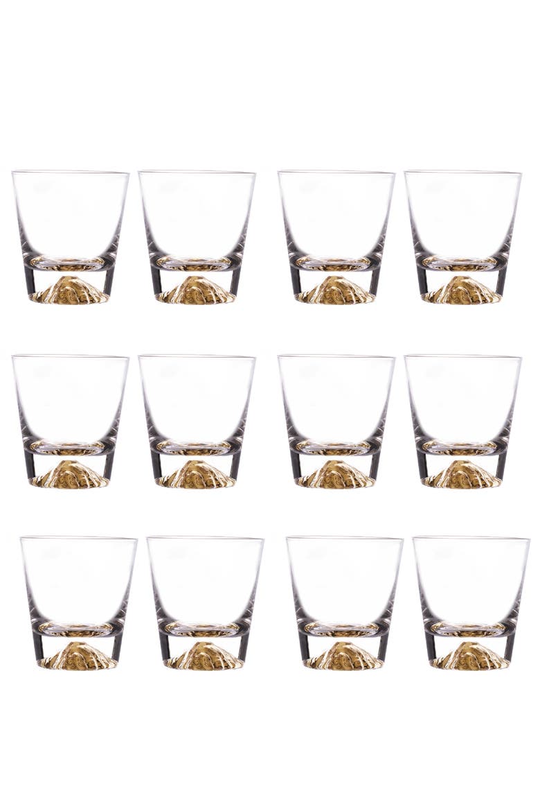 Whiskey Glasses Crystal Clear Gold Heavy Base Bourbon - 10oz - Set of 4, Alternate, color, Clear