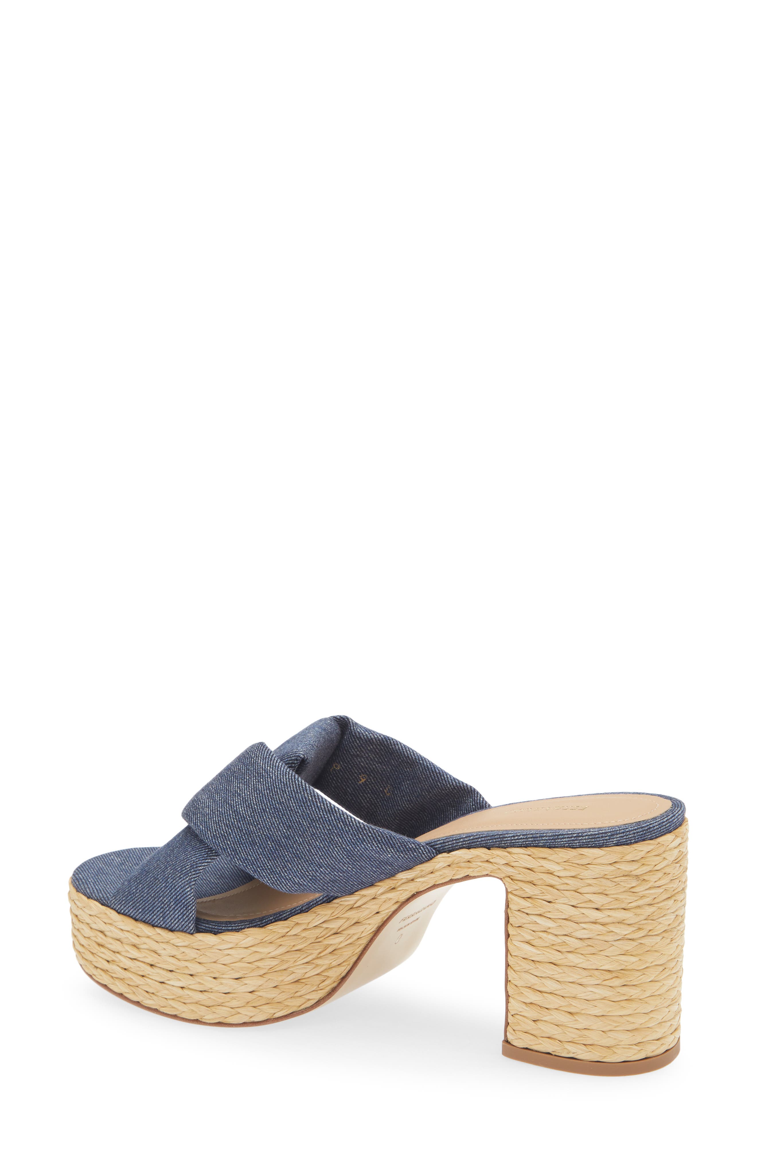 FERRAGAMO Douglas Platform Slide Sandal, Alternate, color, Denim