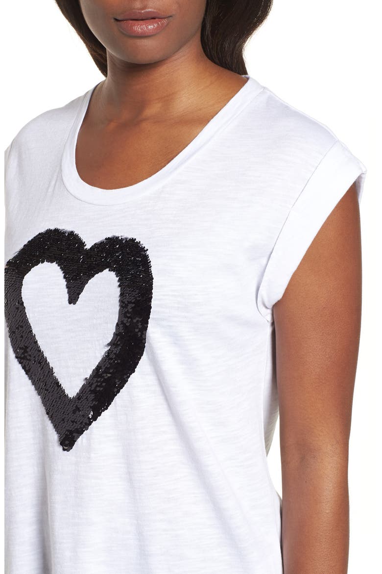 Sequin Heart Top, Alternate, color, WHITE