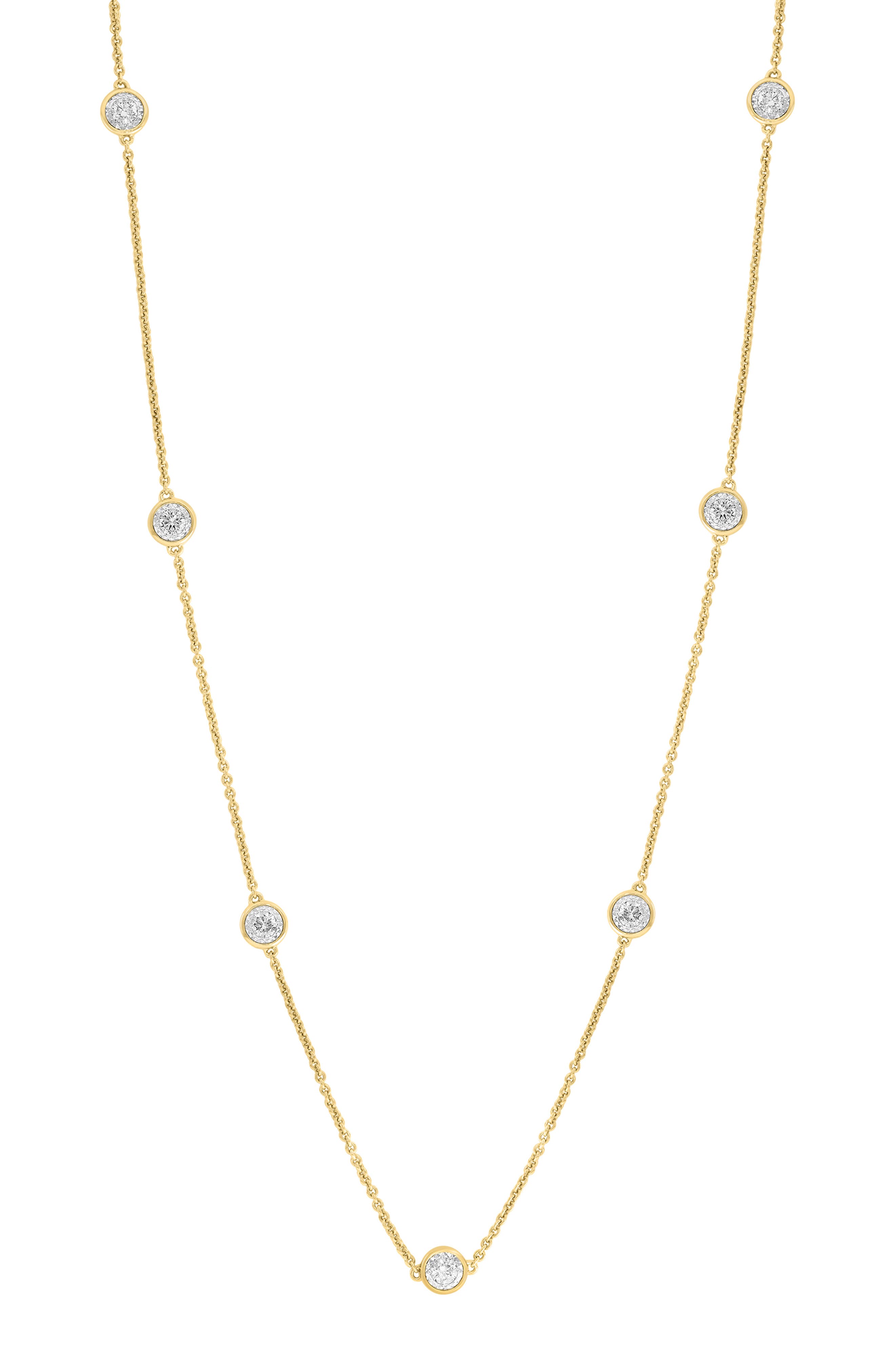 14k Gold Plated Lab Grown Diamond Station Necklace