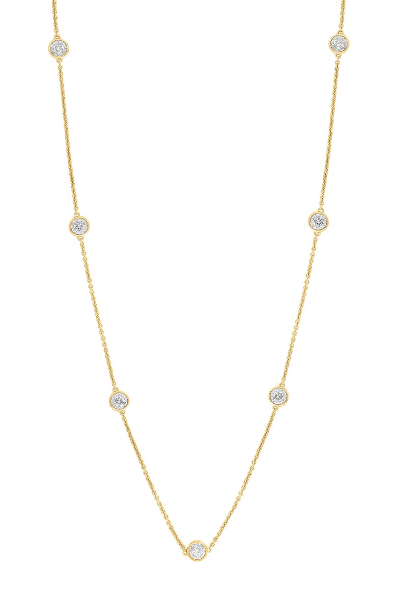 14k Gold Plated Lab Grown Diamond Station Necklace, Main, color, GOLD