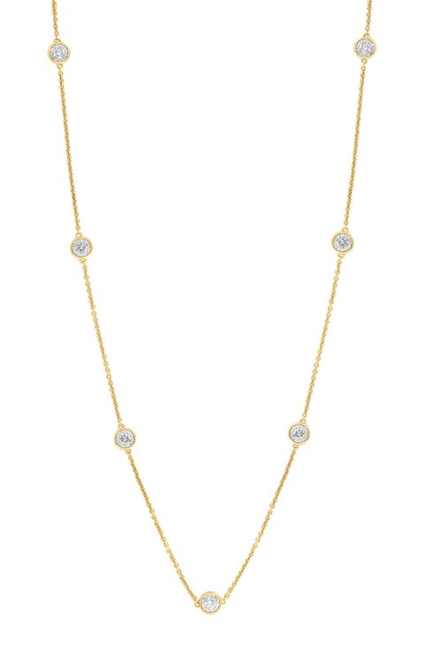 14k Gold Plated Lab Grown Diamond Station Necklace