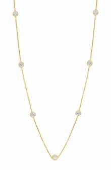 14k Gold Plated Lab Grown Diamond Station Necklace
