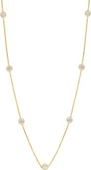 EFFY 14k Gold Plated Lab Grown Diamond Station Necklace