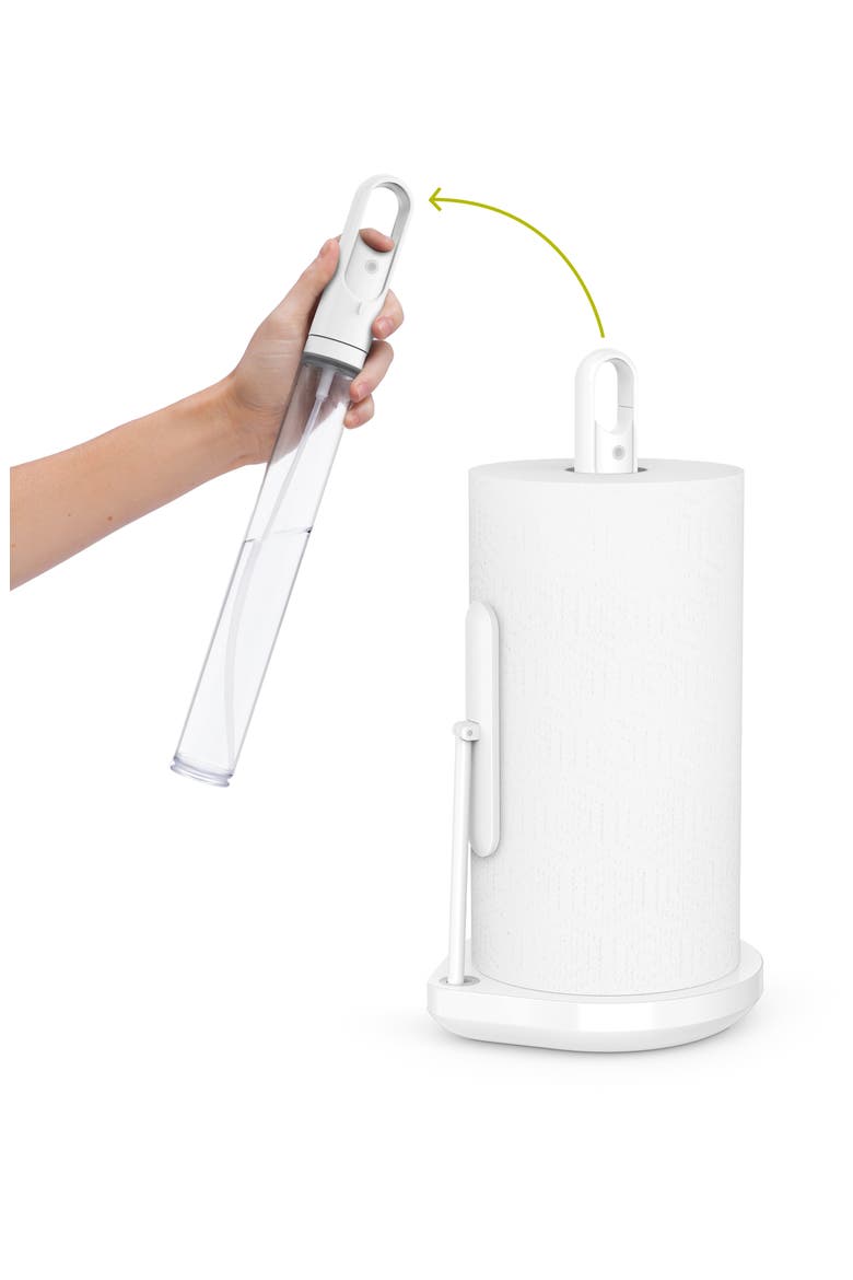 paper towel holder with spray, Alternate, color, WHITE STEEL