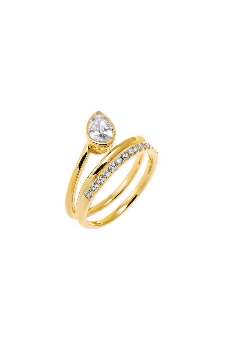 BY ADINA EDEN Solid/Pave CZ Pear Bezel Wrap Ring, Main, color, 