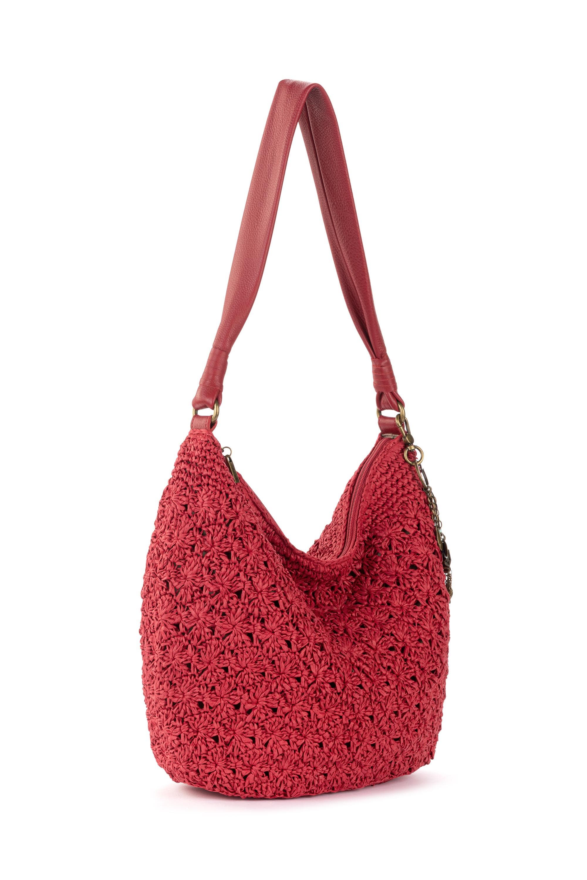 Sequoia Hobo Leather Bag, Alternate, color, Scarlet Primrose Straw