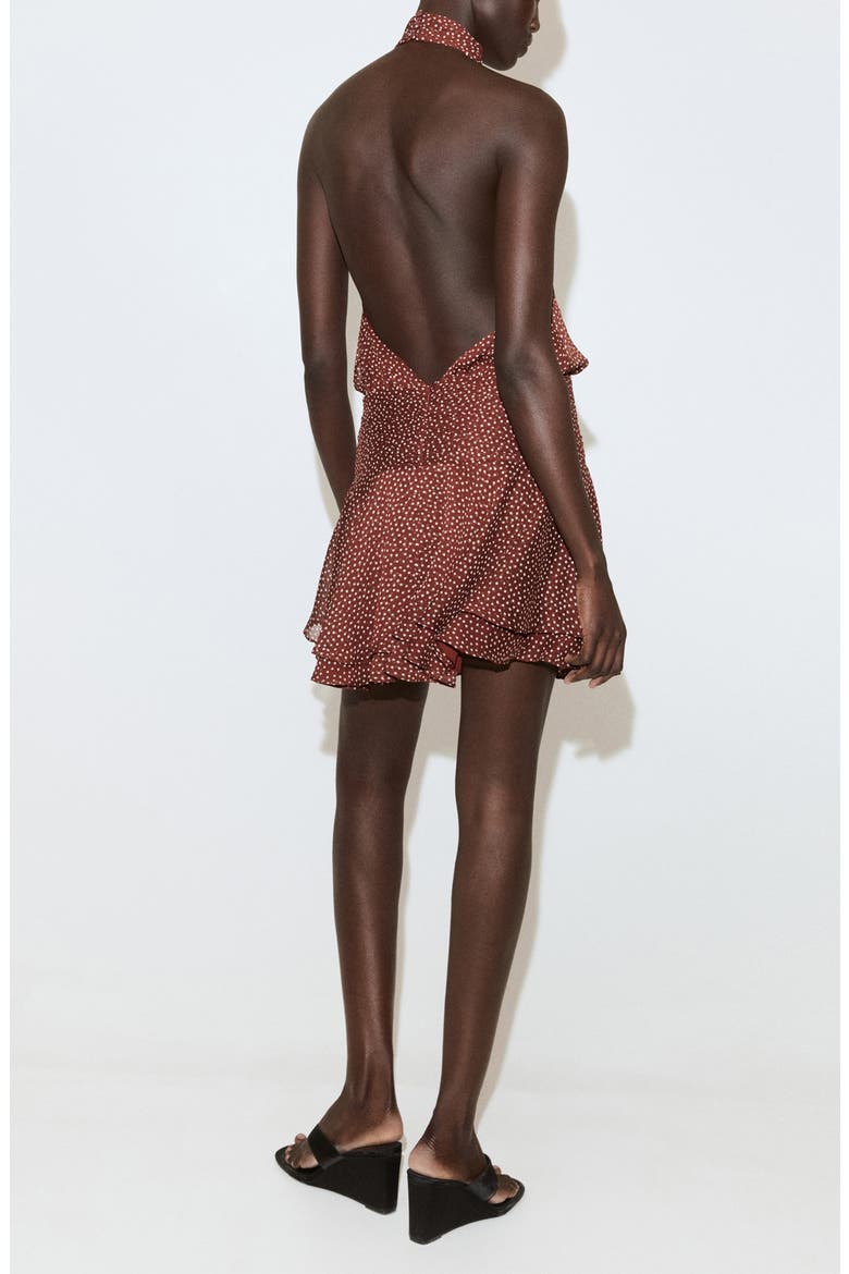 Dot Halter Minidress, Alternate, color, BURNT ORANGE