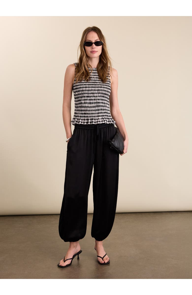 Baukjen Maggie Linen Gingham sleeveless Top, Alternate, color, Black & White