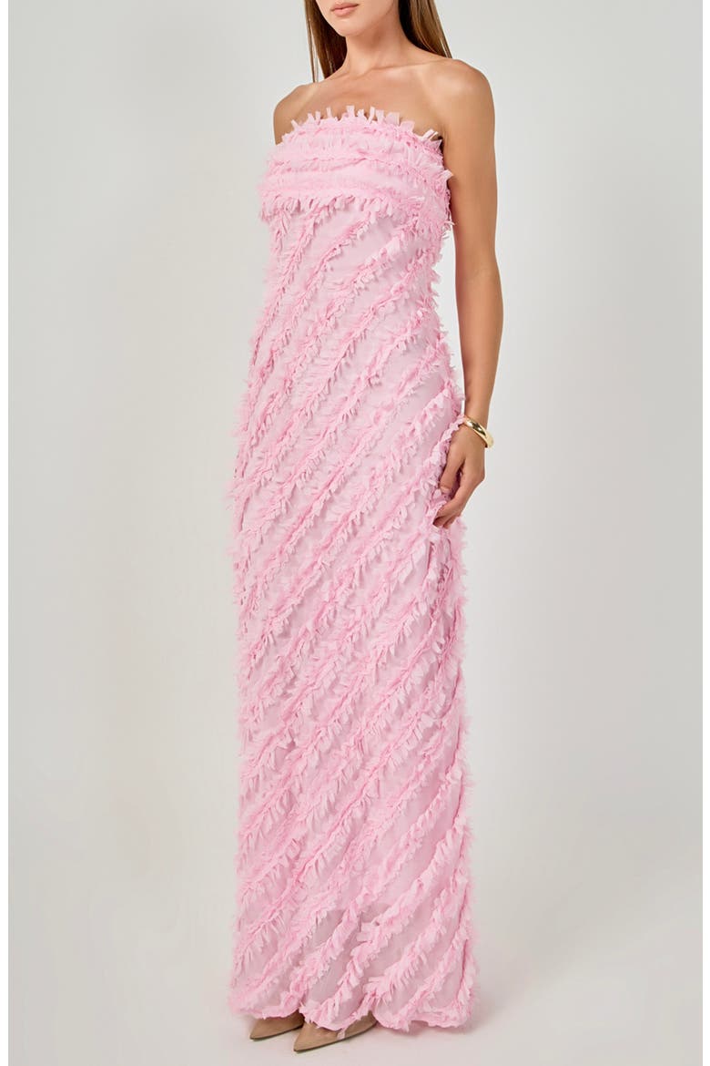 Strapless Ruffled Maxi Dress, Alternate, color, PINK