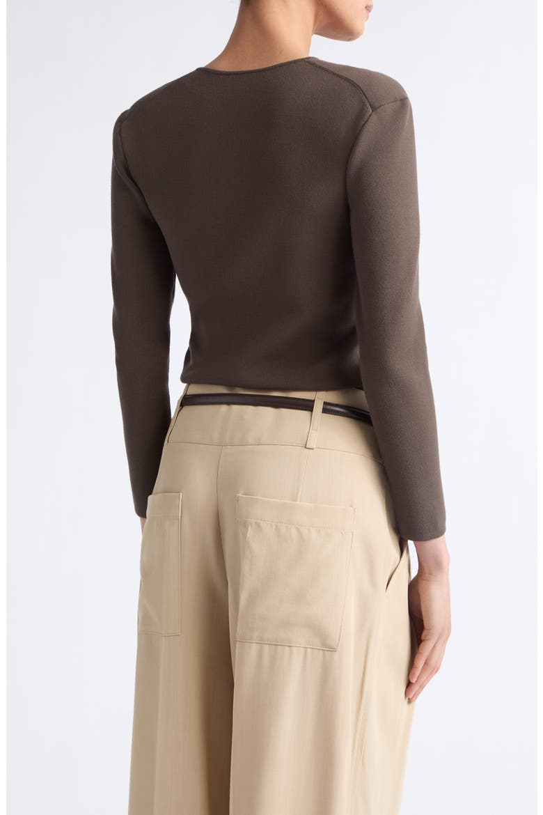 Compact Knit V-Neck Sweater, Alternate, color, WALNUT