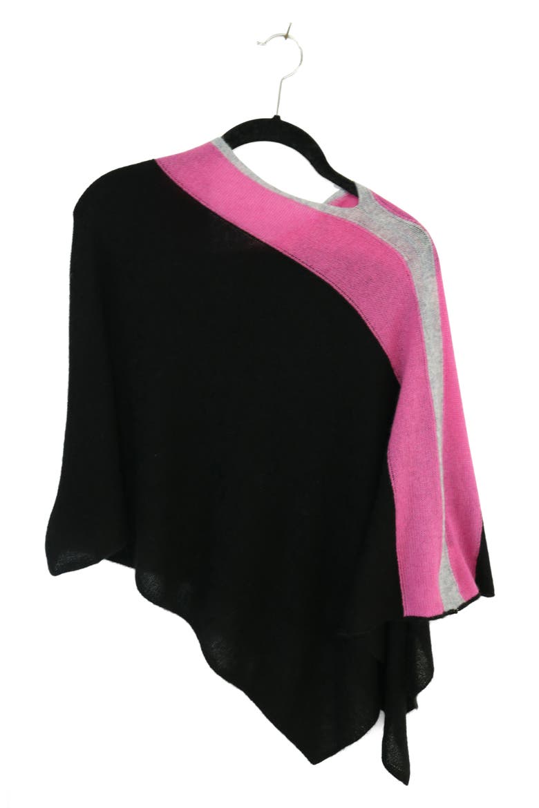 Colorblock Cashmere Poncho, Alternate, color, BLACK/ FUSCHIA/ GREY