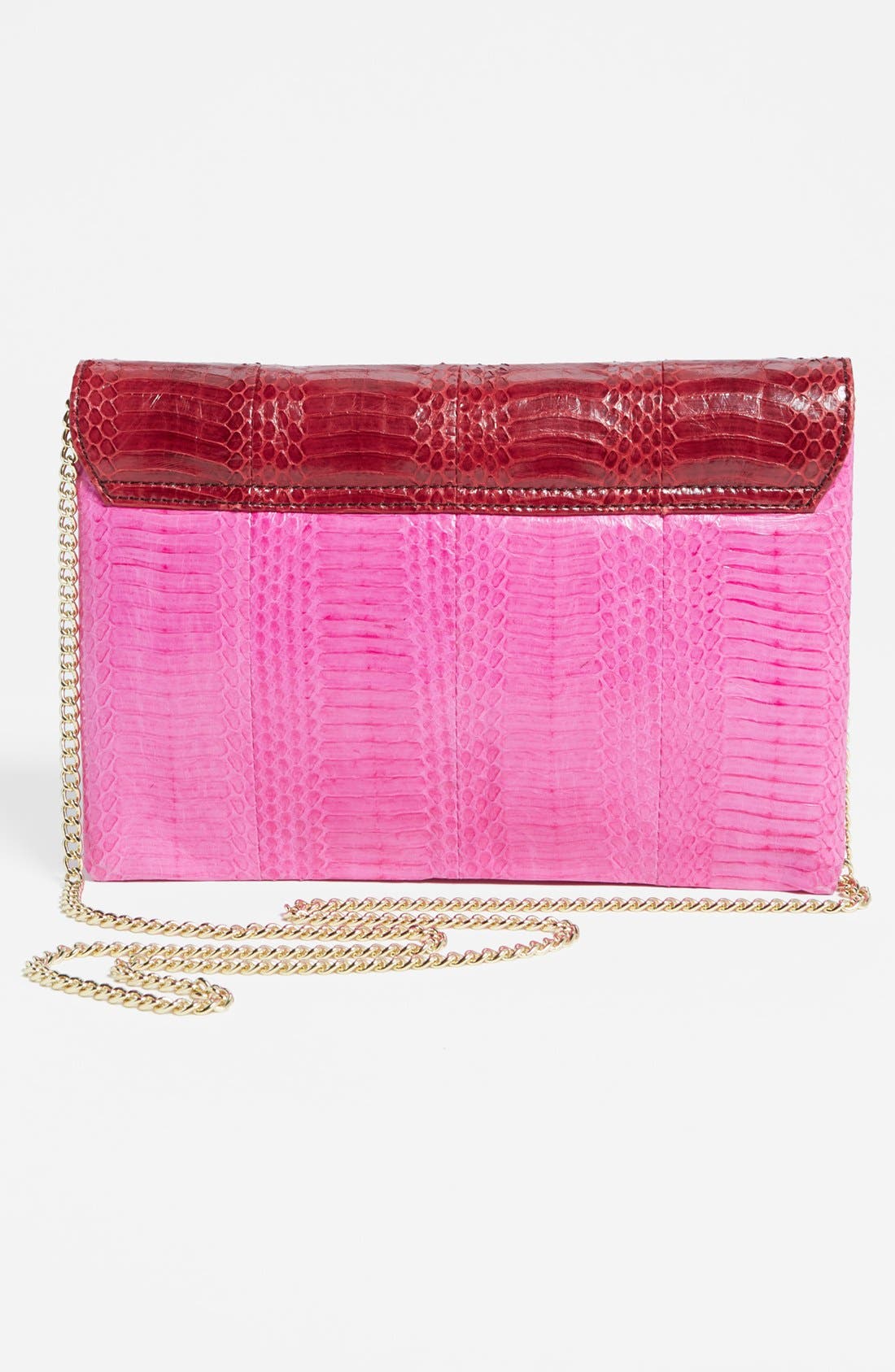 'Lock' Clutch, Alternate, color, HOT PINK/ MAROON