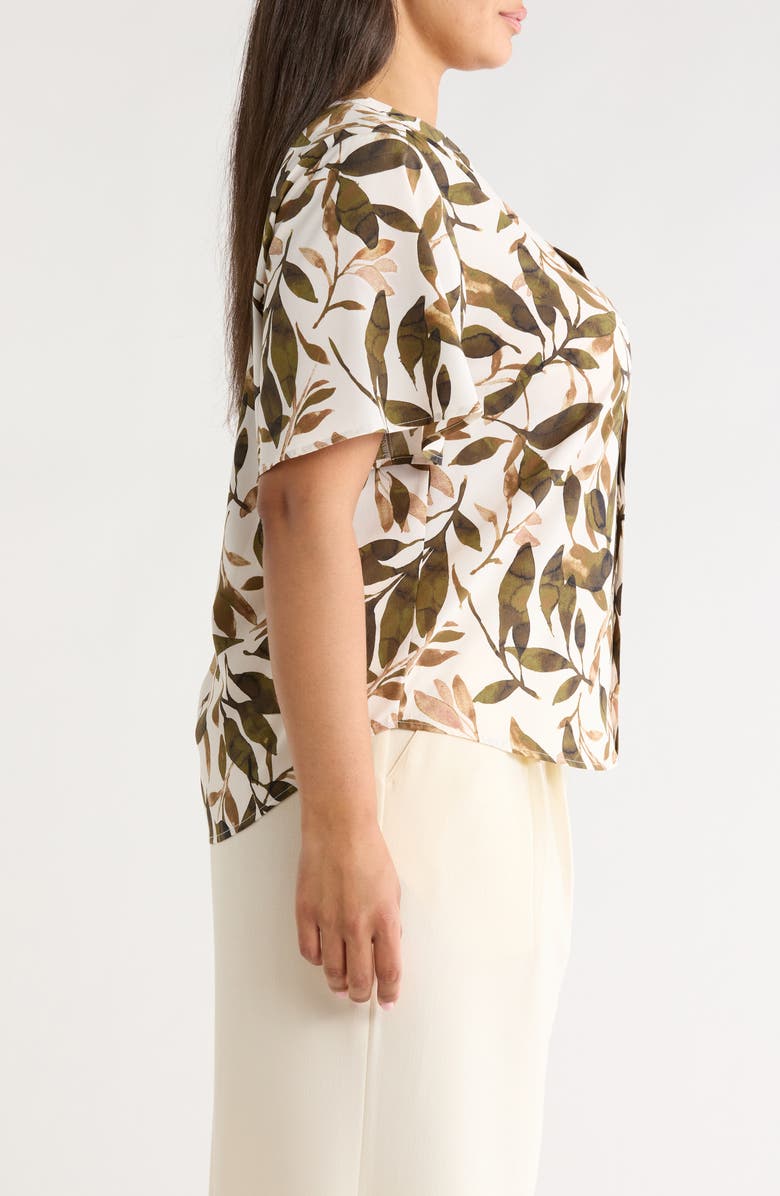 AK ANNE KLEIN Flutter Sleeve Top, Alternate, color, White Dove Multi