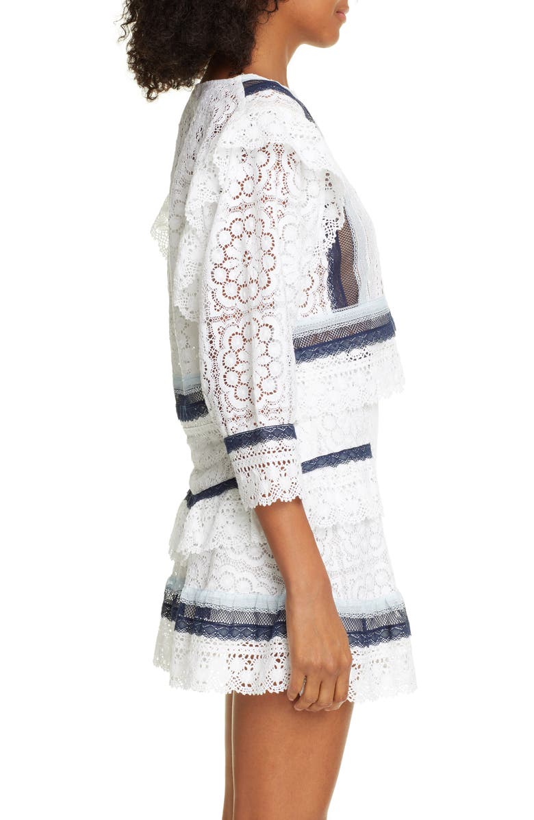 Love Sam Scarlet Lace Crop Top, Alternate, color, 