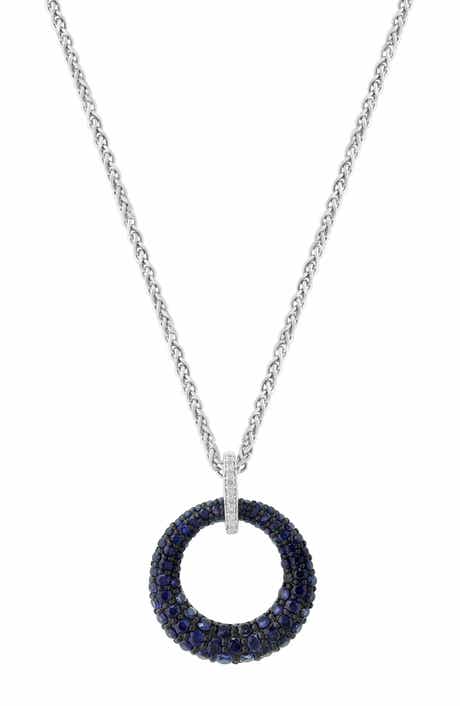 Sapphire & Diamond Circle Pendant Necklace
