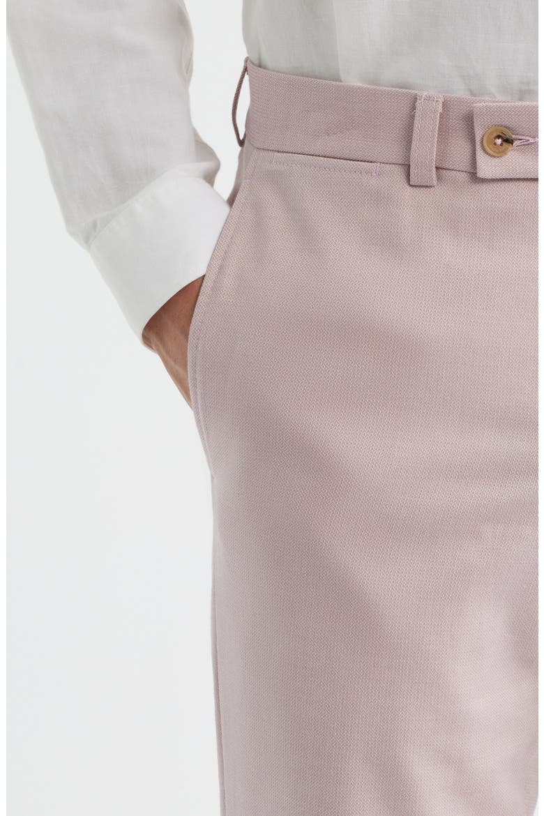 Piero Flat Front Stretch Cotton & Wool Pants, Alternate, color, SALMON