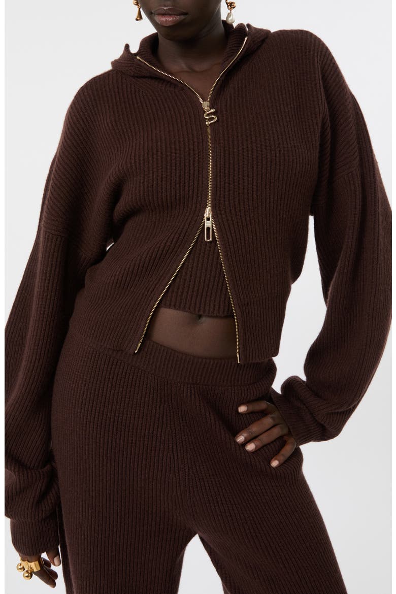 Balco Wool & Cashmere Zip Cardigan, Alternate, color, CHOCOLATE