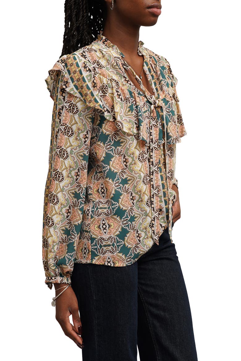 Capelet Neck Tie Front Top, Alternate, color, JOCELYN