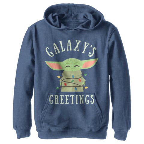 Boy's Star Wars The Mandalorian Christmas The Child Greetings  Pull Over Hoodie