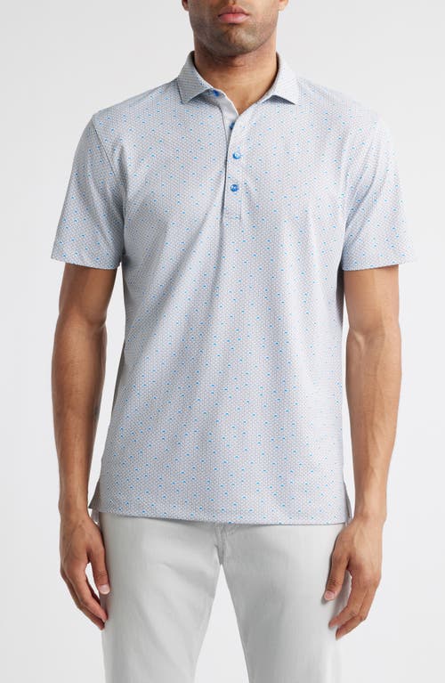 Johnnie-o Poppy Microfloral Print Prep-formance Golf Polo In Thunder