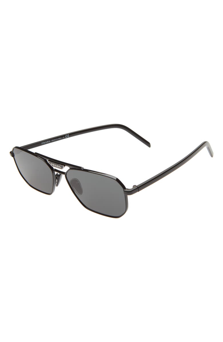 Prada 57mm Aviator Sunglasses, Alternate, color, Black