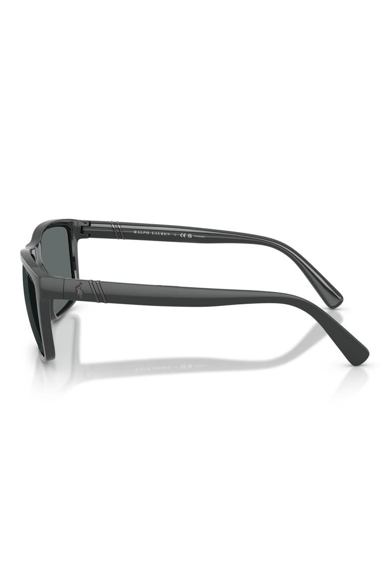 59mm Polarized Rectangular Sunglasses, Alternate, color, SHINY DARK GREY / DARK GREY