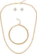 Vince Camuto Cable Chain Necklace, Bracelet & Cubic Zirconia Stud Earrings Set