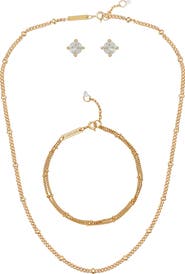 Vince Camuto Cable Chain Necklace, Bracelet & Cubic Zirconia Stud Earrings Set