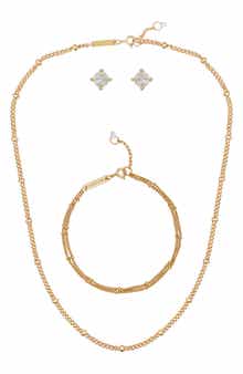 Vince Camuto Cable Chain Necklace, Bracelet & Cubic Zirconia Stud Earrings Set