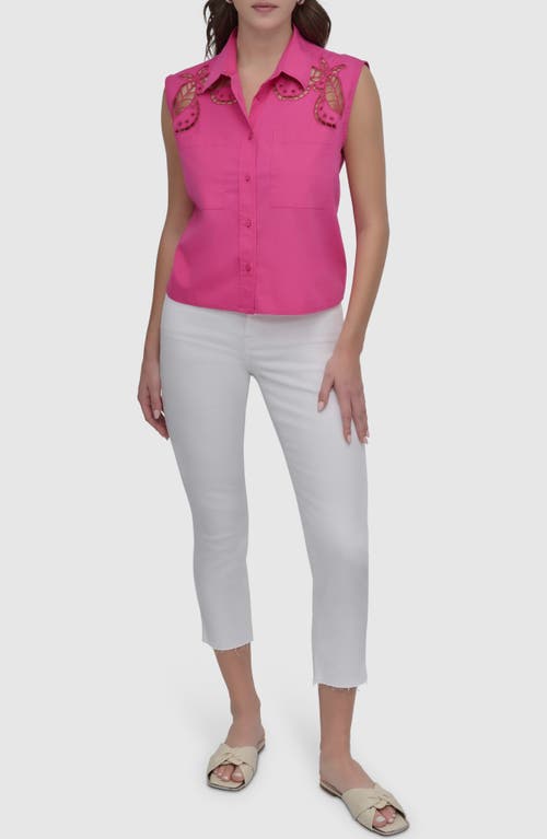 Dkny Cutwork Poplin Button-up Shirt