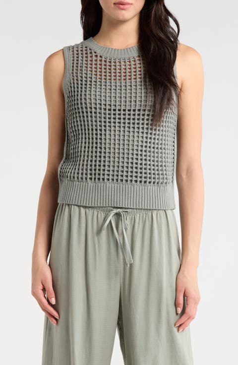 Camellia Open Knit Sleeveless Sweater