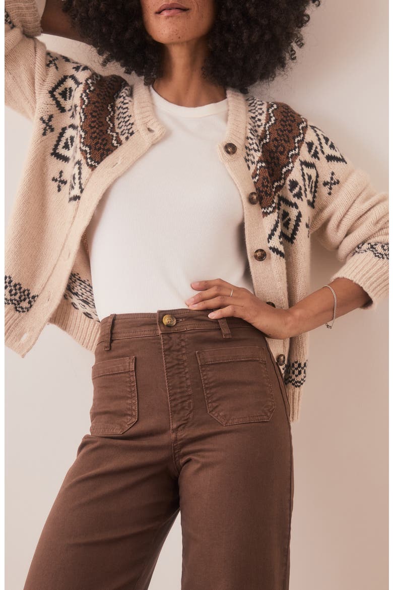 Bridget Cotton High Waist Wide Leg Crop Pants, Alternate, color, PINECONE