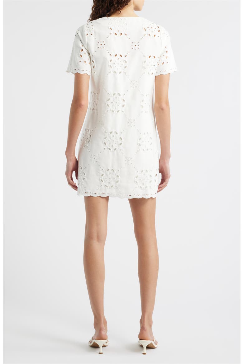 Punch Out Cotton Eyelet Shift Minidress, Alternate, color, WHITE