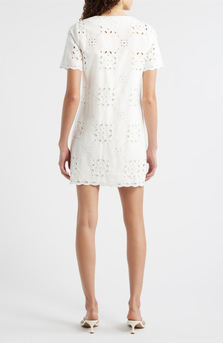 ZOE AND CLAIRE Punch Out Cotton Eyelet Shift Minidress, Alternate, color, White