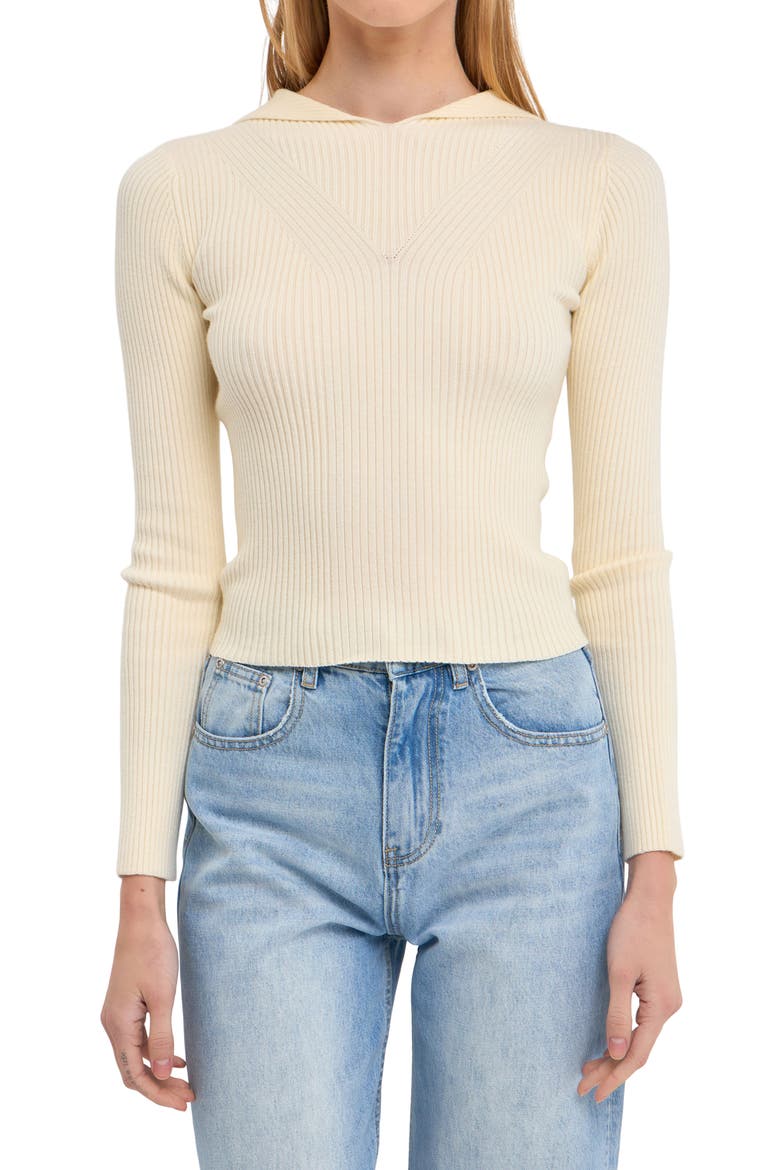 Fitted Rib Hooded Sweater, Alternate, color, CREAM