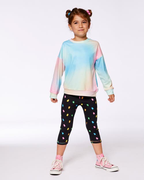 Deux Par Deux Little Girl's Printed Long Sleeve Top Multicolored Tie Dye In Multicolored Tie Dye