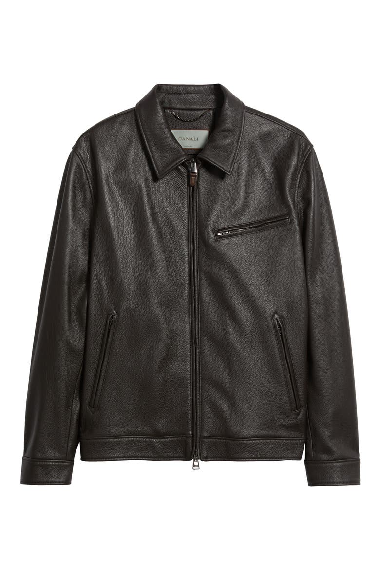 Leather Jacket, Alternate, color, DARK BROWN