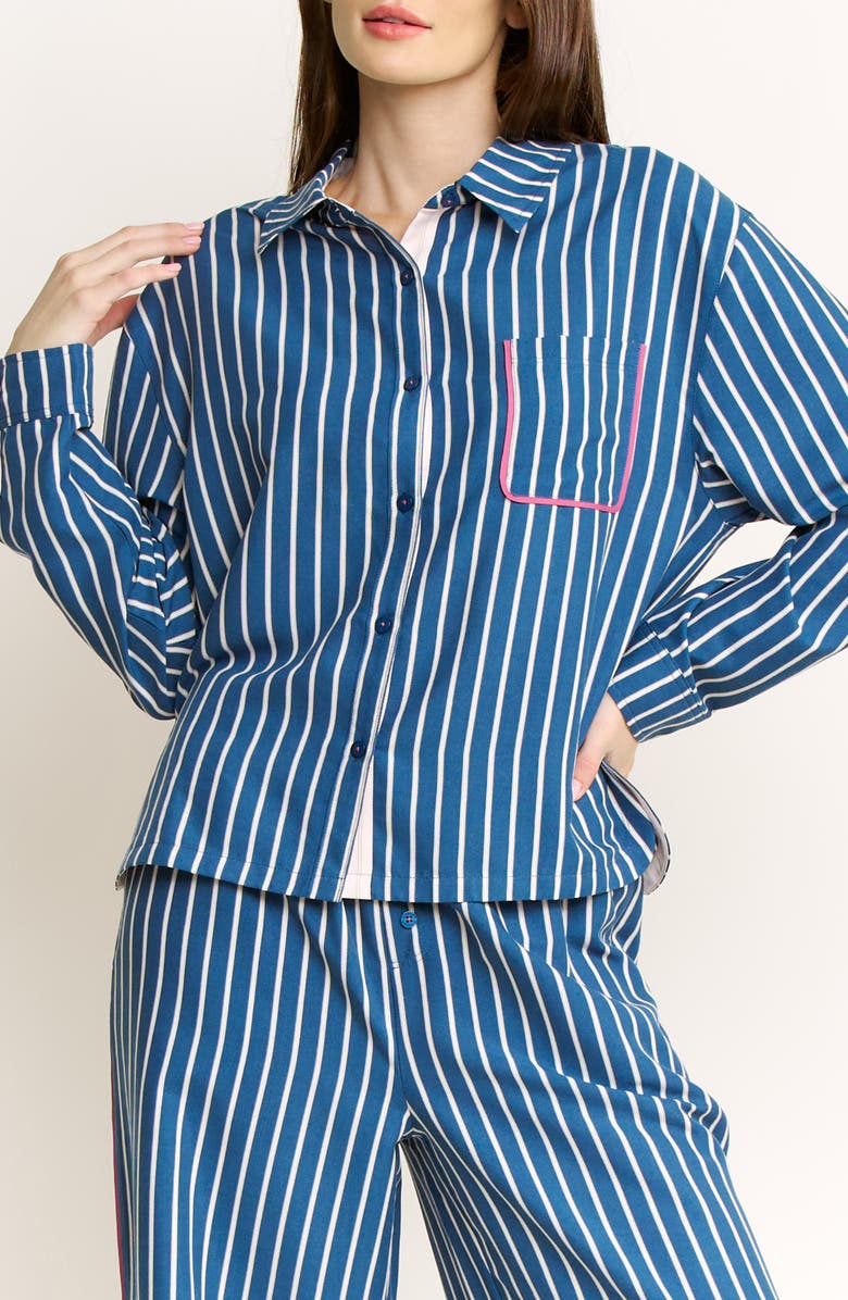 Honeydew Brunch Date Button-Up Shirt, Main, color, Pacific Stripe