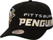 Mitchell & Ness Men's Mitchell & Ness  Black Pittsburgh Penguins Busted Logo Wordmark Wrap-Around Pro Pinch Adjustable Hat