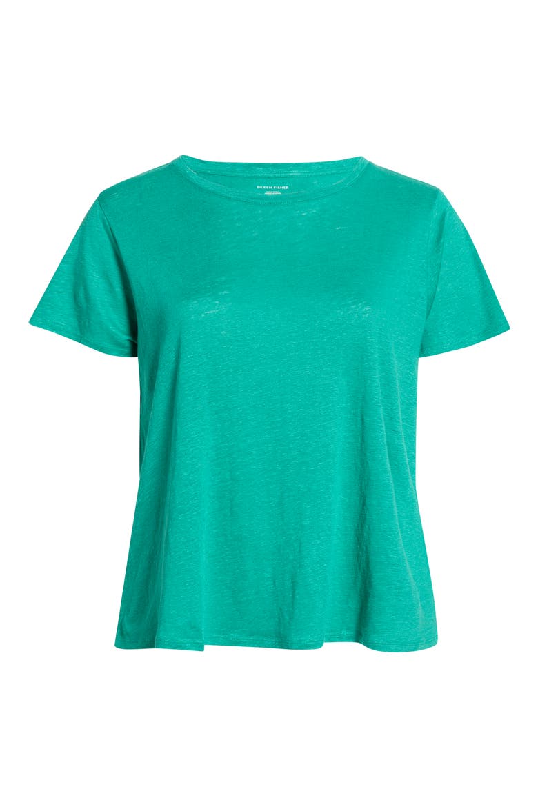 Organic Linen Crewneck T-Shirt, Alternate, color, SEA STAR