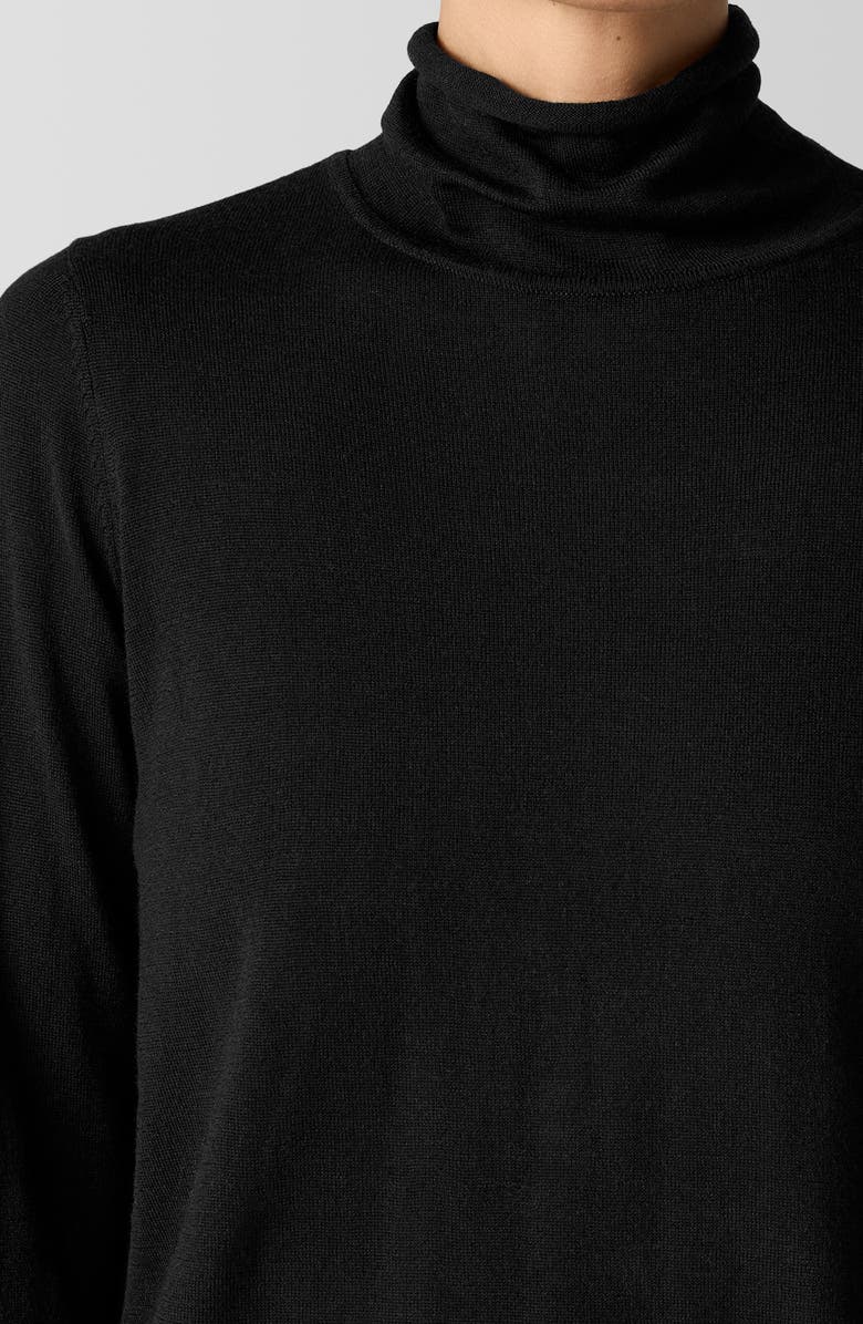Eileen Fisher Fine Gauge Wool Turtleneck Sweater, Alternate, color, Black
