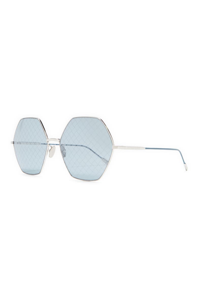 60mm Geometric Sunglasses, Alternate, color, SILVER BLUE BLUE
