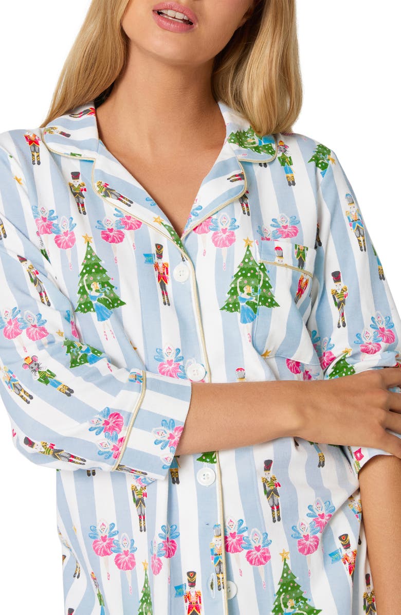 BedHead Pajamas Print Stretch Organic Cotton Crop Pajamas, Alternate, color, Sugarplum Stripe