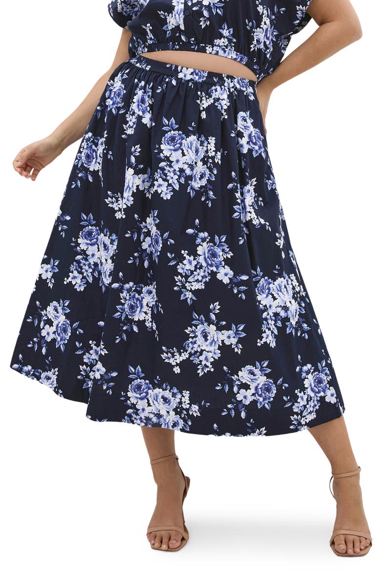 Vacay Floral Print A-Line Skirt, Main, color, AMALFI FLORAL